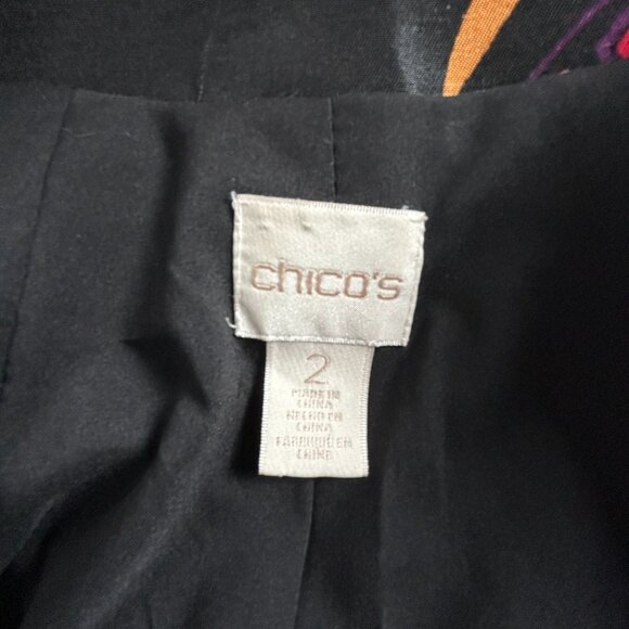 Chico's Womens Holiday Splendor Print Open Front Jacket Size 2 Artsy Multicolor - Picture 3 of 10